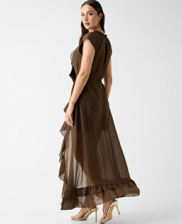 VESTIDO LARGO CON VOLANTES DE GUESS MODELO W6GK87 W2111 - 21675