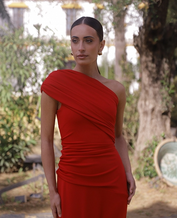 VESTIDO LARGO DE PUNTO FRUNCIDO - 21849
