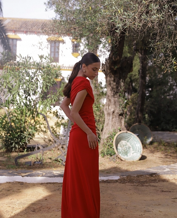 VESTIDO LARGO DE PUNTO FRUNCIDO - 21852