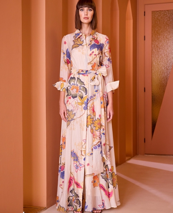 VESTIDO LARGO ESTAMPADO DE CARLA RUIZ MODELO 52538 - 21054