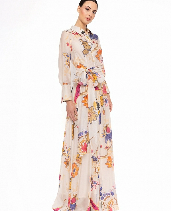 VESTIDO LARGO ESTAMPADO DE CARLA RUIZ MODELO 52538 - 21055