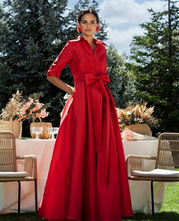 VESTIDO LARGO TAFETAN