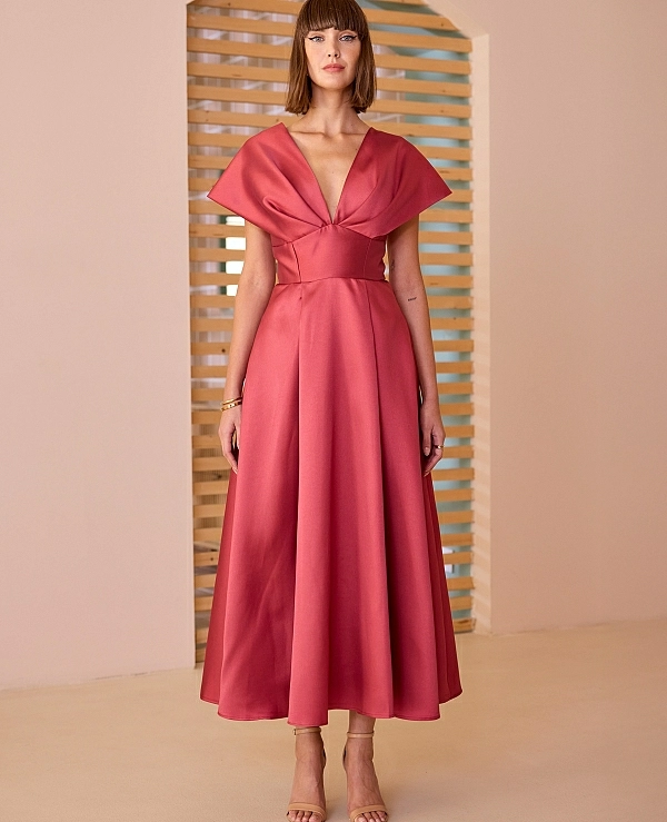 VESTIDO MANGAS MIDI EVASE DE CARLA RUIZ MODELO 52624 - 21091