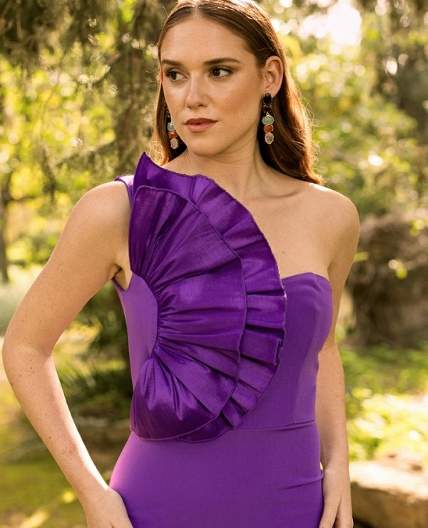 VESTIDO MIDI ASIMTRICO ABANICO