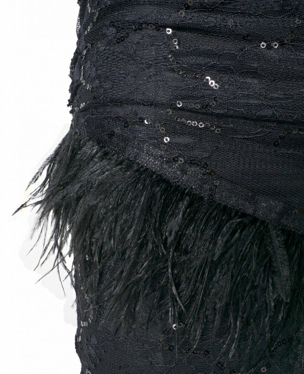 Vestido mini DE BSB asimtrico plumas - Gold label - 18958