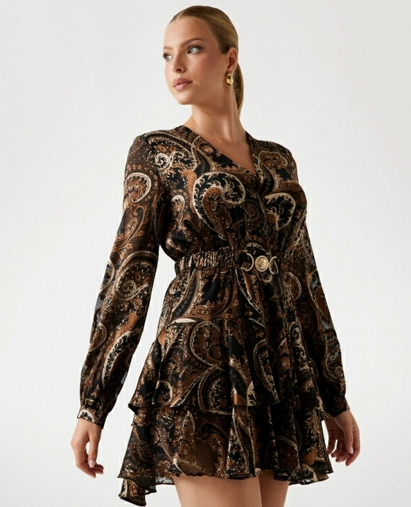 Vestido mini fit-and-flare motivo cachemira DE GUESS MODELO W5BK53W2770