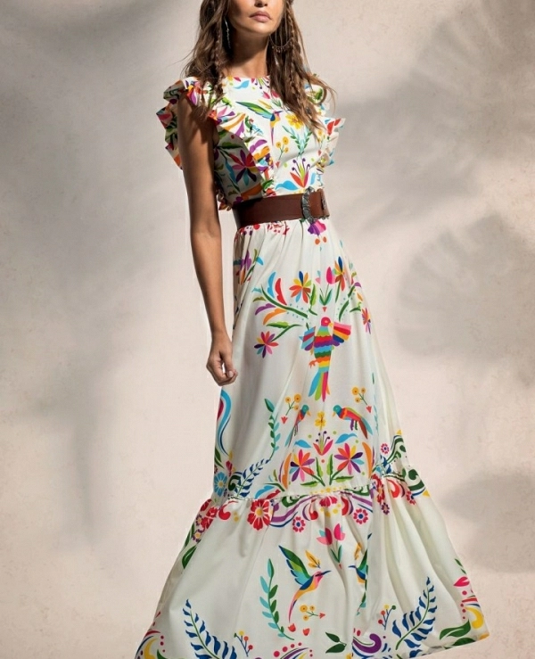 VESTIDO S21911B FOLKLORE MAXI LARGO  DE PEACE AND CHAOS
