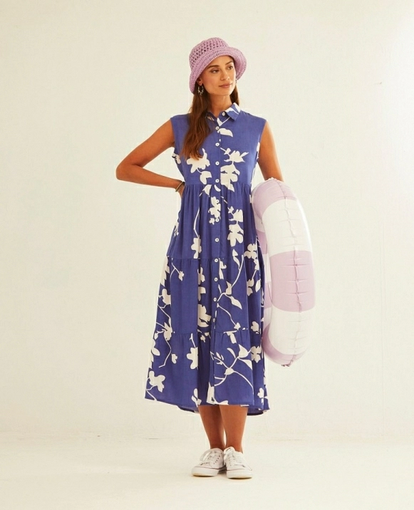 Vestido Tirantes Botones Blue