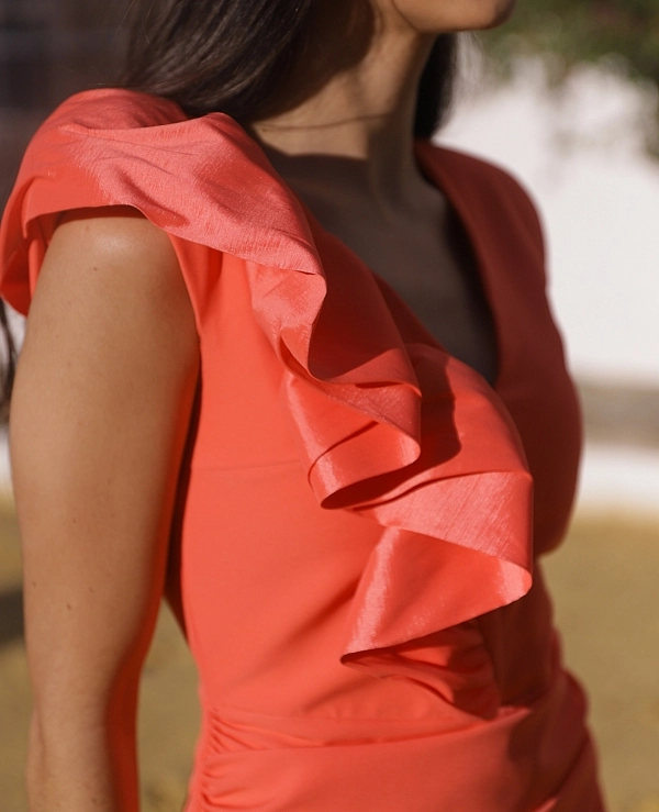 VESTIDO VOLANTE EN HOMBRO  - 21855