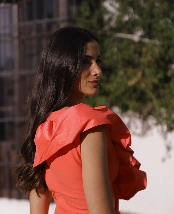 VESTIDO VOLANTE EN HOMBRO  - 21856